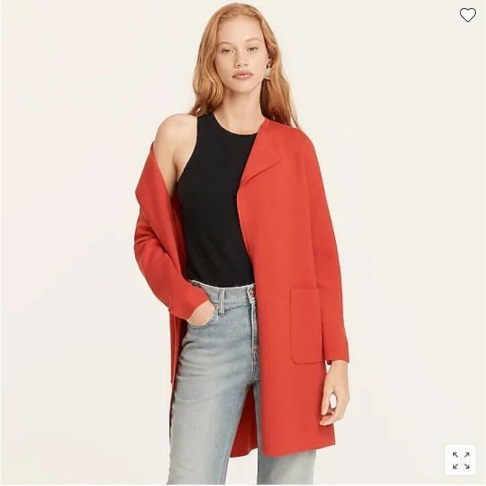 NWT J.Crew Juliette in Bright Cerise Red Open-Front Collarless Sweater Blazer M